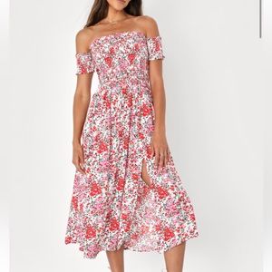 Lulu’s Floral Off-The-Shoulder Dress